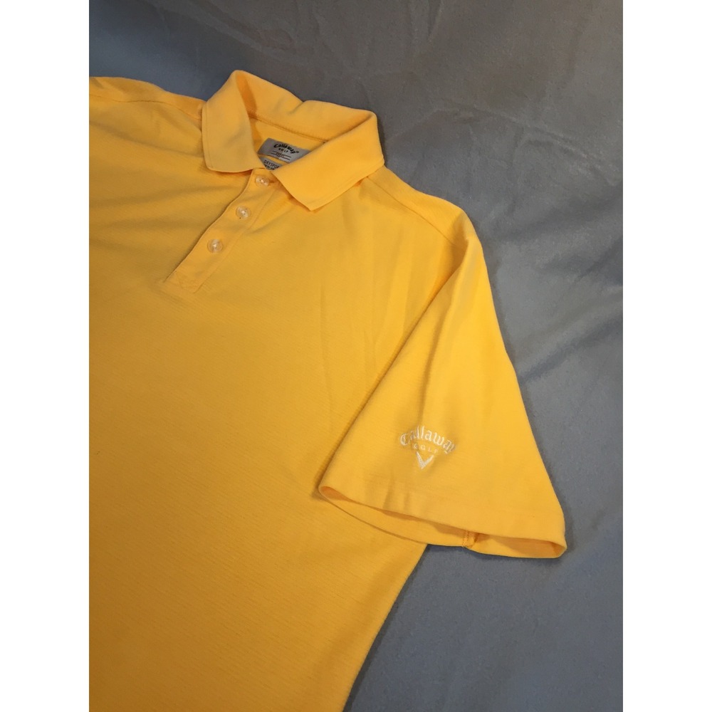 Callaway Mens L Orange Performance Golf Polo Shirt Short Sleeve Textured Logo
